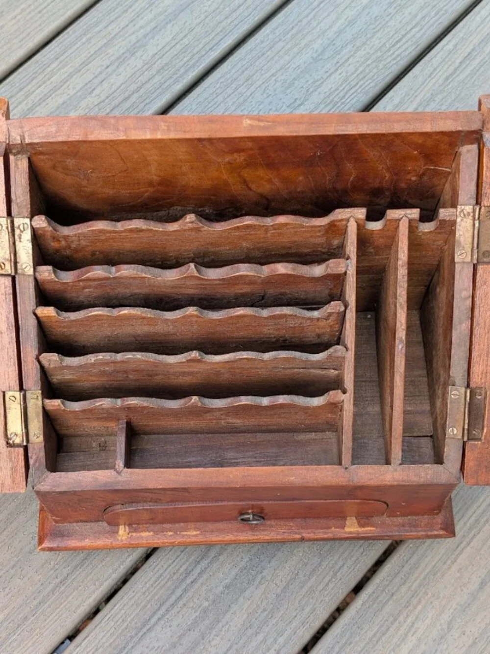 Vtg Stationery Cabinet Desk Compendium Antique letter Stationary Box w/ Drawer